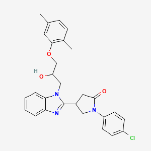 molecular formula C28H28ClN3O3 B11318270 1-(4-chlorophenyl)-4-{1-[3-(2,5-dimethylphenoxy)-2-hydroxypropyl]-1H-benzimidazol-2-yl}pyrrolidin-2-one 