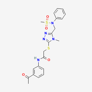 molecular formula C21H23N5O4S2 B11318273 N-(3-acetylphenyl)-2-[(4-methyl-5-{[(methylsulfonyl)(phenyl)amino]methyl}-4H-1,2,4-triazol-3-yl)sulfanyl]acetamide 