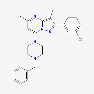 molecular formula C25H26ClN5 B11318307 7-(4-Benzylpiperazin-1-yl)-2-(3-chlorophenyl)-3,5-dimethylpyrazolo[1,5-a]pyrimidine 