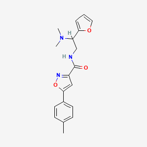 molecular formula C19H21N3O3 B11318308 N-[2-(dimethylamino)-2-(furan-2-yl)ethyl]-5-(4-methylphenyl)-1,2-oxazole-3-carboxamide 