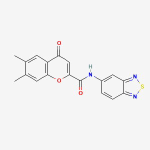 molecular formula C18H13N3O3S B11318326 N-(2,1,3-benzothiadiazol-5-yl)-6,7-dimethyl-4-oxo-4H-chromene-2-carboxamide 