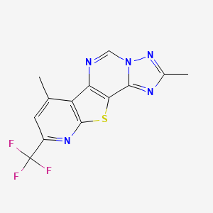 4,11-dimethyl-13-(trifluoromethyl)-16-thia-3,5,6,8,14-pentazatetracyclo[7.7.0.02,6.010,15]hexadeca-1(9),2,4,7,10(15),11,13-heptaene