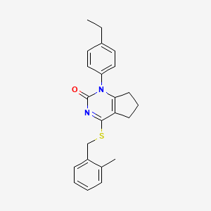 molecular formula C23H24N2OS B11318355 1-(4-ethylphenyl)-4-[(2-methylbenzyl)sulfanyl]-1,5,6,7-tetrahydro-2H-cyclopenta[d]pyrimidin-2-one 