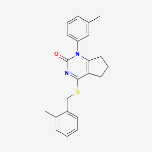 molecular formula C22H22N2OS B11318392 4-[(2-methylbenzyl)sulfanyl]-1-(3-methylphenyl)-1,5,6,7-tetrahydro-2H-cyclopenta[d]pyrimidin-2-one 