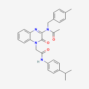 molecular formula C29H30N4O3 B11318400 N-(4-methylbenzyl)-N-[3-oxo-4-(2-oxo-2-{[4-(propan-2-yl)phenyl]amino}ethyl)-3,4-dihydroquinoxalin-2-yl]acetamide 