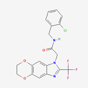 molecular formula C19H15ClF3N3O3 B11318412 N-(2-chlorobenzyl)-2-[2-(trifluoromethyl)-6,7-dihydro-1H-[1,4]dioxino[2,3-f]benzimidazol-1-yl]acetamide 