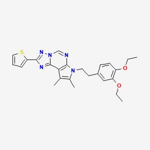 molecular formula C25H27N5O2S B11318457 4-{2-[8,9-Dimethyl-2-(2-thienyl)-7H-pyrrolo[3,2-E][1,2,4]triazolo[1,5-C]pyrimidin-7-YL]ethyl}-2-ethoxyphenyl ethyl ether 