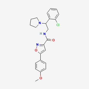 molecular formula C23H24ClN3O3 B11318518 N-[2-(2-chlorophenyl)-2-(pyrrolidin-1-yl)ethyl]-5-(4-methoxyphenyl)-1,2-oxazole-3-carboxamide 