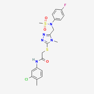 molecular formula C20H21ClFN5O3S2 B11318520 N-(3-chloro-4-methylphenyl)-2-[(5-{[(4-fluorophenyl)(methylsulfonyl)amino]methyl}-4-methyl-4H-1,2,4-triazol-3-yl)sulfanyl]acetamide 