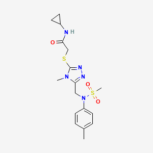 molecular formula C17H23N5O3S2 B11318526 N-cyclopropyl-2-[(4-methyl-5-{[(4-methylphenyl)(methylsulfonyl)amino]methyl}-4H-1,2,4-triazol-3-yl)sulfanyl]acetamide 