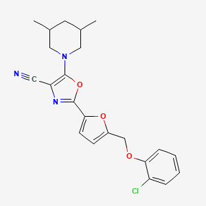 2-{5-[(2-Chlorophenoxy)methyl]furan-2-yl}-5-(3,5-dimethylpiperidin-1-yl)-1,3-oxazole-4-carbonitrile