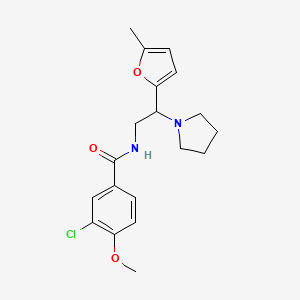 molecular formula C19H23ClN2O3 B11318586 3-chloro-4-methoxy-N-[2-(5-methylfuran-2-yl)-2-(pyrrolidin-1-yl)ethyl]benzamide 