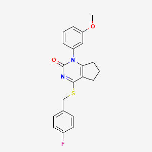 4-[(4-fluorobenzyl)sulfanyl]-1-(3-methoxyphenyl)-1,5,6,7-tetrahydro-2H-cyclopenta[d]pyrimidin-2-one