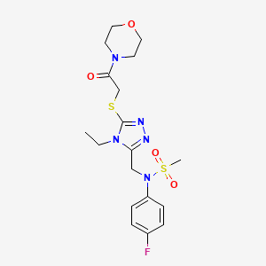 molecular formula C18H24FN5O4S2 B11318724 N-[(4-ethyl-5-{[2-(morpholin-4-yl)-2-oxoethyl]sulfanyl}-4H-1,2,4-triazol-3-yl)methyl]-N-(4-fluorophenyl)methanesulfonamide 