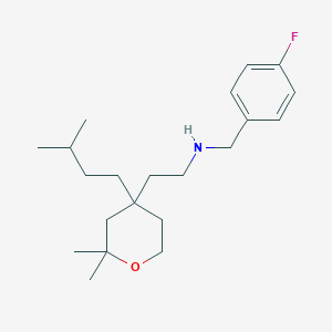 molecular formula C21H34FNO B11318743 2-[2,2-dimethyl-4-(3-methylbutyl)tetrahydro-2H-pyran-4-yl]-N-(4-fluorobenzyl)ethanamine 