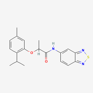 molecular formula C19H21N3O2S B11318762 N-(2,1,3-benzothiadiazol-5-yl)-2-[5-methyl-2-(propan-2-yl)phenoxy]propanamide 