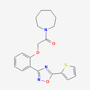 molecular formula C20H21N3O3S B11318784 1-(Azepan-1-yl)-2-{2-[5-(thiophen-2-yl)-1,2,4-oxadiazol-3-yl]phenoxy}ethanone 