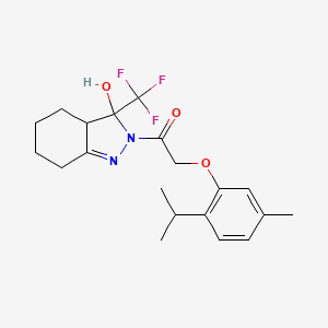 molecular formula C20H25F3N2O3 B11318823 1-[3-hydroxy-3-(trifluoromethyl)-3,3a,4,5,6,7-hexahydro-2H-indazol-2-yl]-2-[5-methyl-2-(propan-2-yl)phenoxy]ethanone 