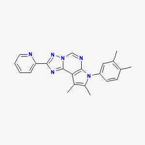 molecular formula C22H20N6 B11318828 7-(3,4-Dimethylphenyl)-8,9-dimethyl-2-(2-pyridyl)-7H-pyrrolo[3,2-E][1,2,4]triazolo[1,5-C]pyrimidine 