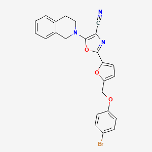 molecular formula C24H18BrN3O3 B11318860 2-{5-[(4-bromophenoxy)methyl]furan-2-yl}-5-(3,4-dihydroisoquinolin-2(1H)-yl)-1,3-oxazole-4-carbonitrile 