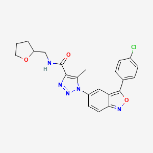 molecular formula C22H20ClN5O3 B11318890 1-[3-(4-chlorophenyl)-2,1-benzoxazol-5-yl]-5-methyl-N-(tetrahydrofuran-2-ylmethyl)-1H-1,2,3-triazole-4-carboxamide 