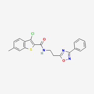 molecular formula C20H16ClN3O2S B11318941 3-chloro-6-methyl-N-[2-(3-phenyl-1,2,4-oxadiazol-5-yl)ethyl]-1-benzothiophene-2-carboxamide 