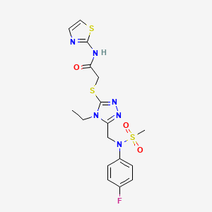 2-[(4-ethyl-5-{[(4-fluorophenyl)(methylsulfonyl)amino]methyl}-4H-1,2,4-triazol-3-yl)sulfanyl]-N-(1,3-thiazol-2-yl)acetamide