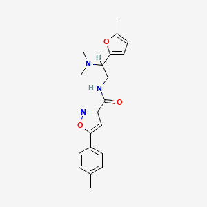 molecular formula C20H23N3O3 B11318989 N-[2-(dimethylamino)-2-(5-methylfuran-2-yl)ethyl]-5-(4-methylphenyl)-1,2-oxazole-3-carboxamide 