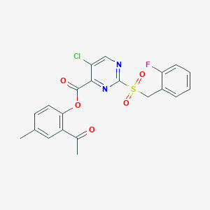 2-Acetyl-4-methylphenyl 5-chloro-2-[(2-fluorobenzyl)sulfonyl]pyrimidine-4-carboxylate