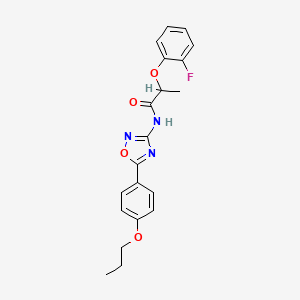 molecular formula C20H20FN3O4 B11319016 2-(2-fluorophenoxy)-N-[5-(4-propoxyphenyl)-1,2,4-oxadiazol-3-yl]propanamide 