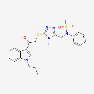 molecular formula C24H27N5O3S2 B11319048 N-[(4-methyl-5-{[2-oxo-2-(1-propyl-1H-indol-3-yl)ethyl]sulfanyl}-4H-1,2,4-triazol-3-yl)methyl]-N-phenylmethanesulfonamide 