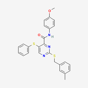 N-(4-methoxyphenyl)-2-[(3-methylbenzyl)sulfanyl]-5-(phenylsulfanyl)pyrimidine-4-carboxamide