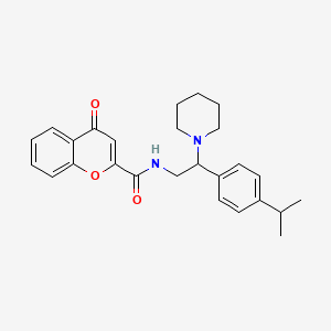 molecular formula C26H30N2O3 B11319102 4-Oxo-N-[2-(piperidin-1-YL)-2-[4-(propan-2-YL)phenyl]ethyl]-4H-chromene-2-carboxamide 