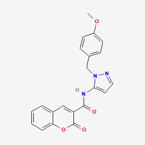 molecular formula C21H17N3O4 B11319199 N-[1-(4-methoxybenzyl)-1H-pyrazol-5-yl]-2-oxo-2H-chromene-3-carboxamide 