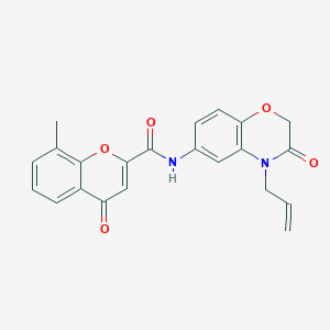 molecular formula C22H18N2O5 B11319281 8-methyl-4-oxo-N-[3-oxo-4-(prop-2-en-1-yl)-3,4-dihydro-2H-1,4-benzoxazin-6-yl]-4H-chromene-2-carboxamide 