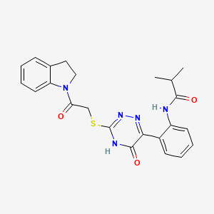 molecular formula C23H23N5O3S B11319321 N-[2-(3-{[2-(2,3-dihydro-1H-indol-1-yl)-2-oxoethyl]sulfanyl}-5-oxo-4,5-dihydro-1,2,4-triazin-6-yl)phenyl]-2-methylpropanamide 