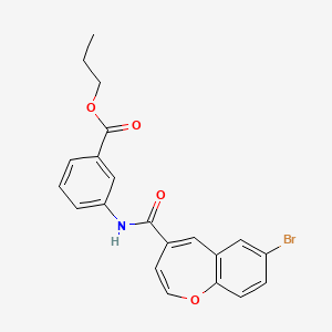 molecular formula C21H18BrNO4 B11319334 Propyl 3-{[(7-bromo-1-benzoxepin-4-yl)carbonyl]amino}benzoate 