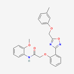 molecular formula C25H23N3O5 B11319383 N-(2-methoxyphenyl)-2-(2-{5-[(3-methylphenoxy)methyl]-1,2,4-oxadiazol-3-yl}phenoxy)acetamide 