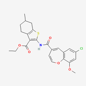 molecular formula C24H24ClNO5S B11319438 Ethyl 2-{[(7-chloro-9-methoxy-1-benzoxepin-4-yl)carbonyl]amino}-6-methyl-4,5,6,7-tetrahydro-1-benzothiophene-3-carboxylate 