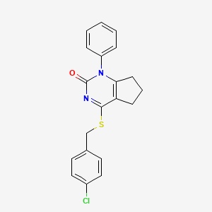 molecular formula C20H17ClN2OS B11319451 4-[(4-chlorobenzyl)sulfanyl]-1-phenyl-1,5,6,7-tetrahydro-2H-cyclopenta[d]pyrimidin-2-one 