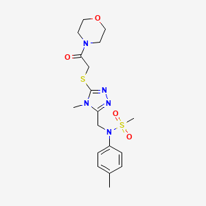 molecular formula C18H25N5O4S2 B11319553 N-[(4-methyl-5-{[2-(morpholin-4-yl)-2-oxoethyl]sulfanyl}-4H-1,2,4-triazol-3-yl)methyl]-N-(4-methylphenyl)methanesulfonamide 