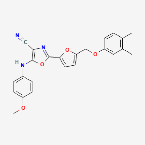 2-{5-[(3,4-Dimethylphenoxy)methyl]furan-2-yl}-5-[(4-methoxyphenyl)amino]-1,3-oxazole-4-carbonitrile