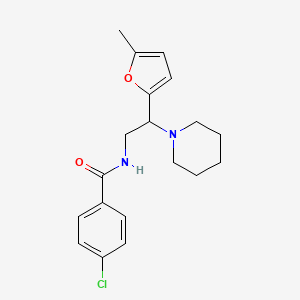 molecular formula C19H23ClN2O2 B11319611 4-chloro-N-[2-(5-methylfuran-2-yl)-2-(piperidin-1-yl)ethyl]benzamide 