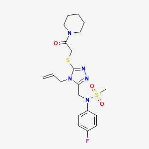 molecular formula C20H26FN5O3S2 B11319632 N-(4-Fluorophenyl)-N-[(5-{[2-oxo-2-(piperidin-1-YL)ethyl]sulfanyl}-4-(prop-2-EN-1-YL)-4H-1,2,4-triazol-3-YL)methyl]methanesulfonamide 