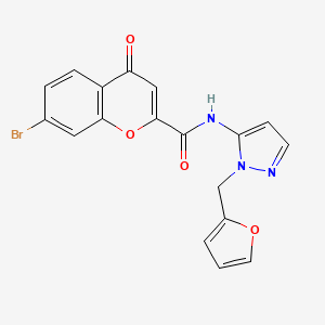 molecular formula C18H12BrN3O4 B11319662 7-bromo-N-[1-(furan-2-ylmethyl)-1H-pyrazol-5-yl]-4-oxo-4H-chromene-2-carboxamide 