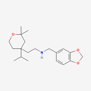 N-(1,3-benzodioxol-5-ylmethyl)-2-[2,2-dimethyl-4-(propan-2-yl)tetrahydro-2H-pyran-4-yl]ethanamine