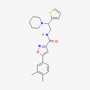 molecular formula C23H27N3O2S B11319784 5-(3,4-dimethylphenyl)-N-[2-(piperidin-1-yl)-2-(thiophen-2-yl)ethyl]-1,2-oxazole-3-carboxamide 