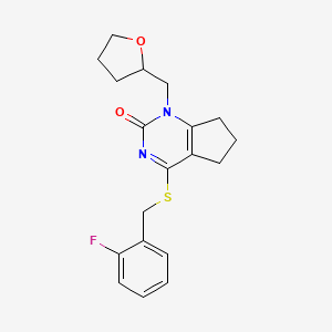 4-[(2-fluorobenzyl)sulfanyl]-1-(tetrahydrofuran-2-ylmethyl)-1,5,6,7-tetrahydro-2H-cyclopenta[d]pyrimidin-2-one