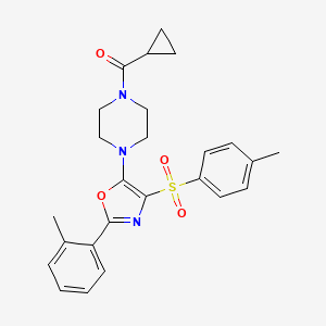 molecular formula C25H27N3O4S B11319856 Cyclopropyl(4-{2-(2-methylphenyl)-4-[(4-methylphenyl)sulfonyl]-1,3-oxazol-5-yl}piperazin-1-yl)methanone 