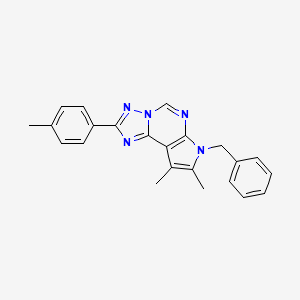 molecular formula C23H21N5 B11319865 7-benzyl-8,9-dimethyl-2-(4-methylphenyl)-7H-pyrrolo[3,2-e][1,2,4]triazolo[1,5-c]pyrimidine 